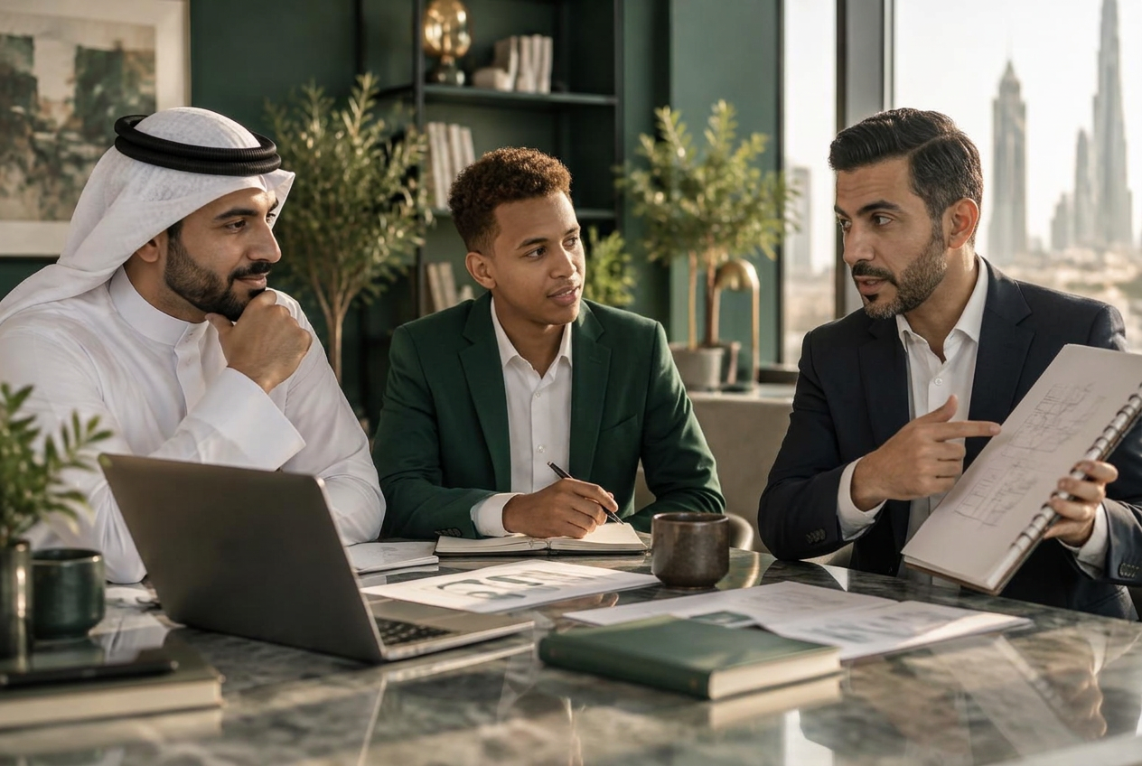 فريق يناقش استراتيجية الأعمال